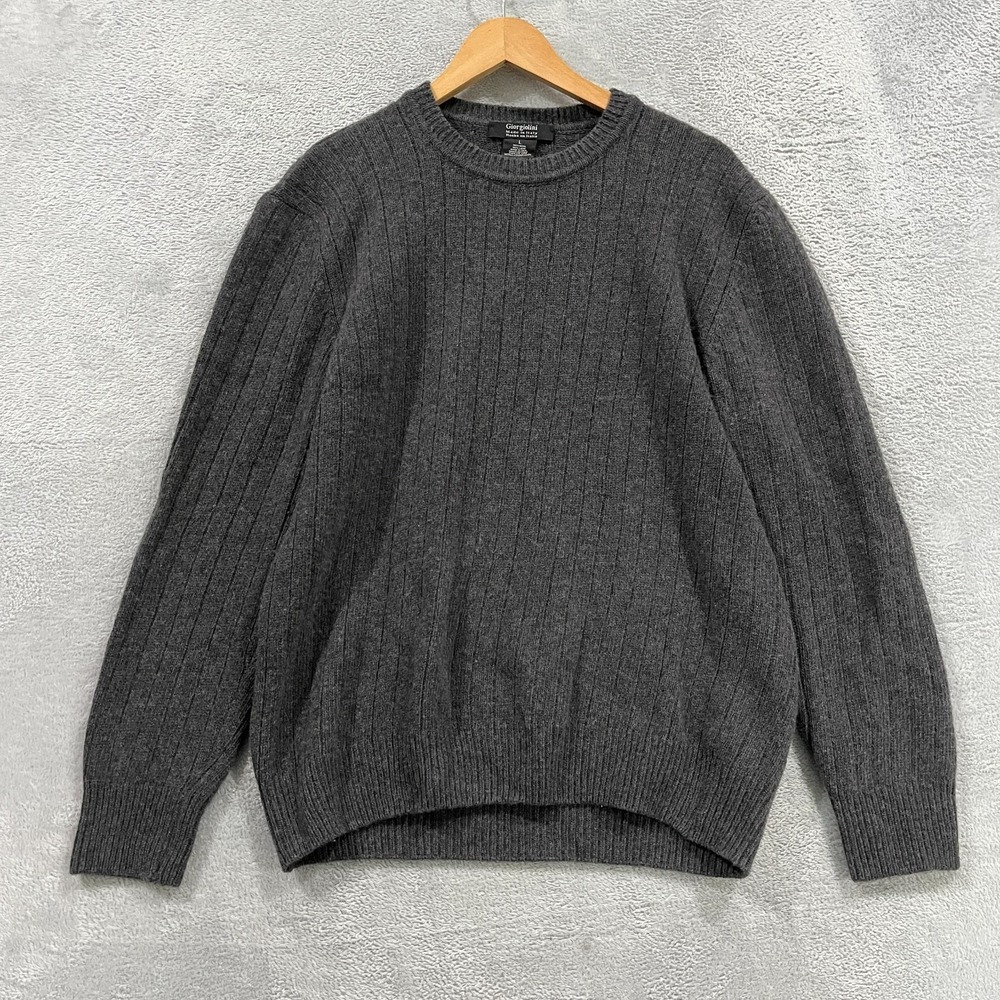 Giorgiolini 100% Wool Gray Pullover Sweater Men Large Made In Italy Vintage 90s